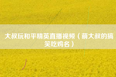 大叔玩和平精英直播视频（萌大叔的搞笑吃鸡名）