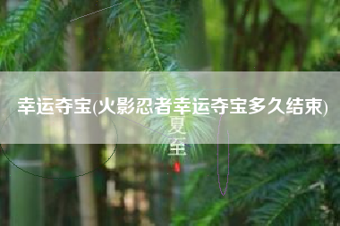 幸运夺宝(火影忍者幸运夺宝多久结束)