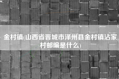 金村镇(山西省晋城市泽州县金村镇沾家村邮编是什么)