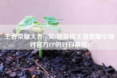 王者荣耀大乔cp文(你觉得王者荣耀中哪对官方CP的对白最甜)