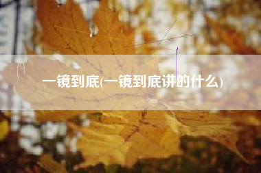 一镜到底(一镜到底讲的什么)