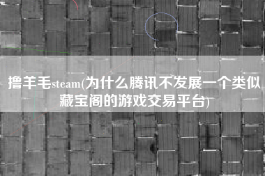 撸羊毛steam(为什么腾讯不发展一个类似藏宝阁的游戏交易平台)