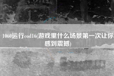 1060运行cod16(游戏里什么场景第一次让你感到震撼)