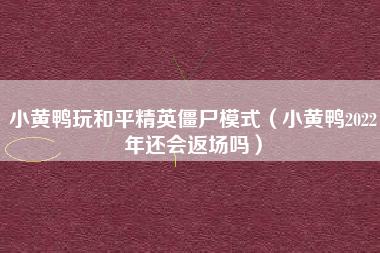 小黄鸭玩和平精英僵尸模式（小黄鸭2022年还会返场吗）