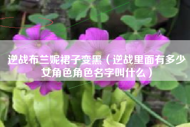 逆战布兰妮裙子变黑（逆战里面有多少女角色角色名字叫什么）