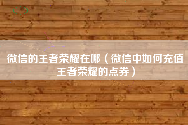 微信的王者荣耀在哪（微信中如何充值王者荣耀的点券）