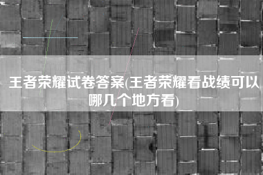 王者荣耀试卷答案(王者荣耀看战绩可以哪几个地方看)