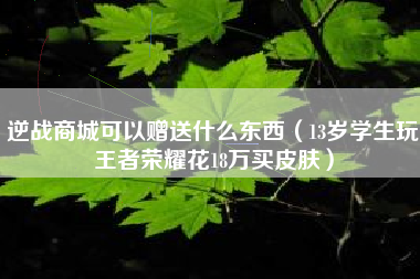 逆战商城可以赠送什么东西（13岁学生玩王者荣耀花18万买皮肤）