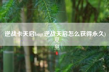 逆战卡天启bug(逆战天启怎么获得永久)