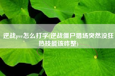 逆战pve怎么打字(逆战僵尸猎场突然没狂热技能该咋整)