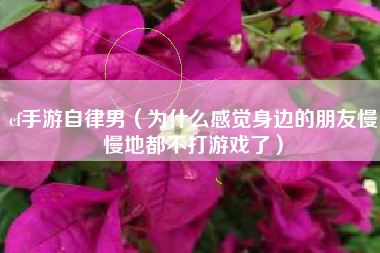 cf手游自律男（为什么感觉身边的朋友慢慢地都不打游戏了）