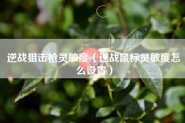 逆战狙击枪灵敏度（逆战鼠标灵敏度怎么设置）