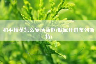 和平精英怎么复活蓝框(俄军开进布列斯特)