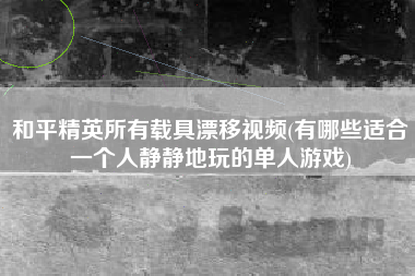 和平精英所有载具漂移视频(有哪些适合一个人静静地玩的单人游戏)