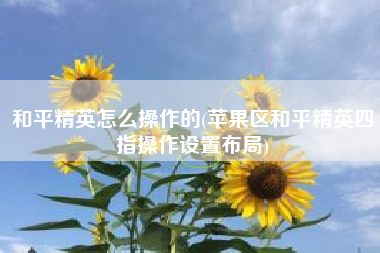 和平精英怎么操作的(苹果区和平精英四指操作设置布局)