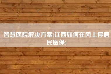 智慧医院解决方案(江西如何在网上停居民医保)