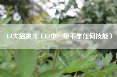 lol大招决斗（lol中一级不学任何技能）