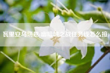 瓦里安乌瑞恩(幽暗城之战任务线怎么接)