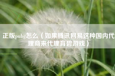 正版pubg怎么（如果腾讯网易这种国内代理商来代理育碧游戏）