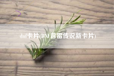 dnf卡片(DNF普雷传说新卡片)