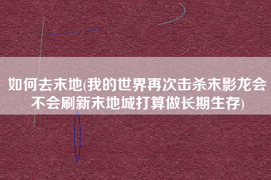 如何去末地(我的世界再次击杀末影龙会不会刷新末地城打算做长期生存)