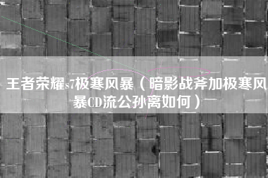 王者荣耀s7极寒风暴（暗影战斧加极寒风暴CD流公孙离如何）