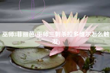 巫师3菲丽芭(巫师三刺杀拉多维尔怎么触发)