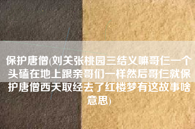 保护唐僧(刘关张桃园三结义嘛哥仨一个头磕在地上跟亲哥们一样然后哥仨就保护唐僧西天取经去了红楼梦有这故事啥意思)