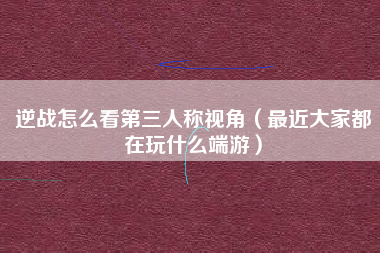 逆战怎么看第三人称视角（最近大家都在玩什么端游）