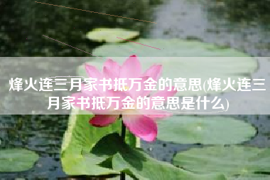 烽火连三月家书抵万金的意思(烽火连三月家书抵万金的意思是什么)