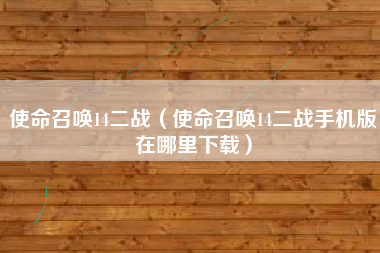 使命召唤14二战（使命召唤14二战手机版在哪里下载）