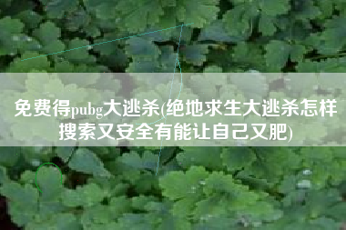 免费得pubg大逃杀(绝地求生大逃杀怎样搜索又安全有能让自己又肥)