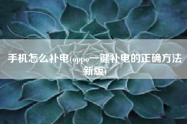 手机怎么补电(oppo一键补电的正确方法新版)