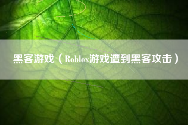 黑客游戏（Roblox游戏遭到黑客攻击）