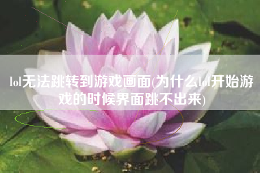 lol无法跳转到游戏画面(为什么lol开始游戏的时候界面跳不出来)