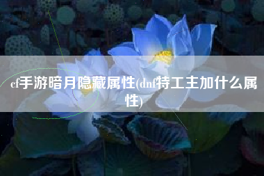 cf手游暗月隐藏属性(dnf特工主加什么属性)