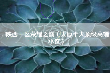 cf陕西一区荣耀之巅（太原十大顶级高端小区）