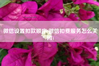 微信设置扣款顺序(微信扣费服务怎么关闭)