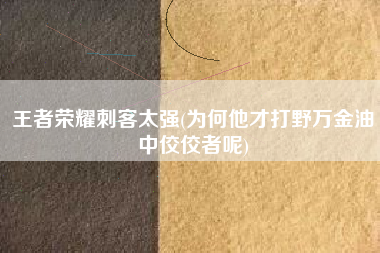 王者荣耀刺客太强(为何他才打野万金油中佼佼者呢)