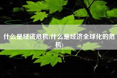 什么是经济危机(什么是经济全球化的危机)