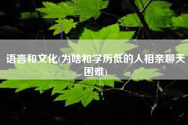 语言和文化(为啥和学历低的人相亲聊天困难)