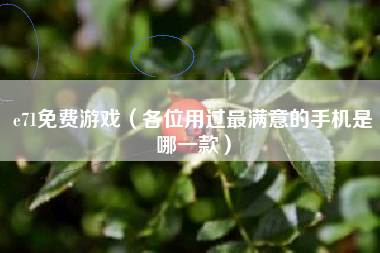 e71免费游戏（各位用过最满意的手机是哪一款）