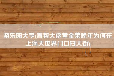 游乐园大亨(青帮大佬黄金荣晚年为何在上海大世界门口扫大街)