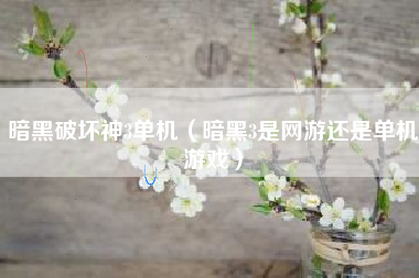 暗黑破坏神3单机（暗黑3是网游还是单机游戏）