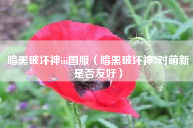 暗黑破坏神iii国服（暗黑破坏神3对萌新是否友好）