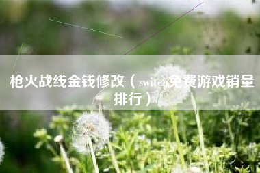 枪火战线金钱修改（switch免费游戏销量排行）