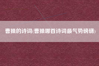 曹操的诗词(曹操哪首诗词最气势磅礴)