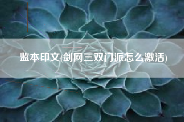 监本印文(剑网三双门派怎么激活)