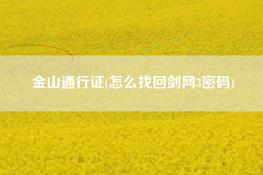 金山通行证(怎么找回剑网3密码)