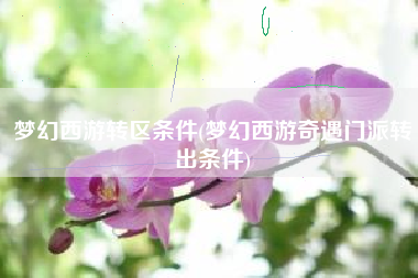 梦幻西游转区条件(梦幻西游奇遇门派转出条件)